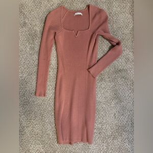 Abercrombie Notch-Neck Mini-Sweater Dress- color dusty pink/-size S Regular